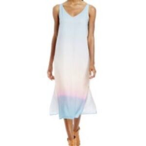 Halston Multi Color Shortsleeve Midi Slip Dress (SP/TP)